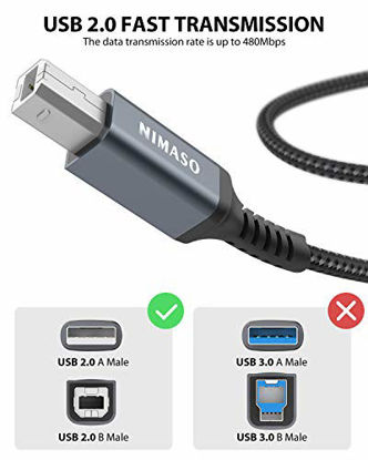 Picture of Printer Cable 10 FT/ 3 Meter, NIMASO USB 2.0 Printer Cable USB Type A to Type B Scanner Cord High Speed Compatible with HP, Canon, Epson, Dell, Lexmark, Brother, Xerox, Samsung and More.