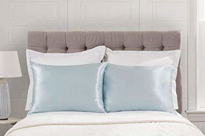 Picture of ShopBedding Luxury Satin Pillowcase for Hair - Queen Satin Pillowcase with Zipper, Baby Blue (Pillowcase Set of 2) - Blissford