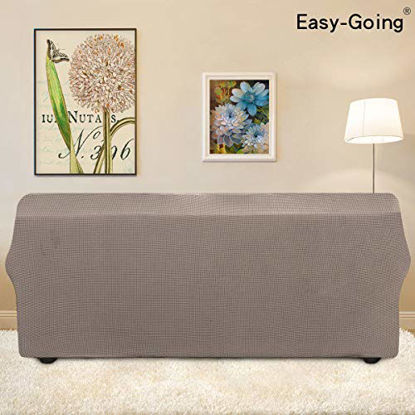 Picture of Easy-Going Stretch 4 Seater Sofa Slipcover 1-Piece Sofa Cover Furniture Protector Couch Soft with Elastic Bottom for Kids,Polyester Spandex Jacquard Fabric Small Checks (XX Large,Taupe)