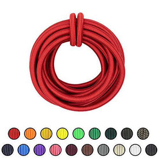 Picture of SGT KNOTS Marine Grade Shock Cord - 1000% Stretch, Dacron Polyester Bungee for DIY Projects, Tie Downs, Commercial Uses (3/8", 100ft, Red)