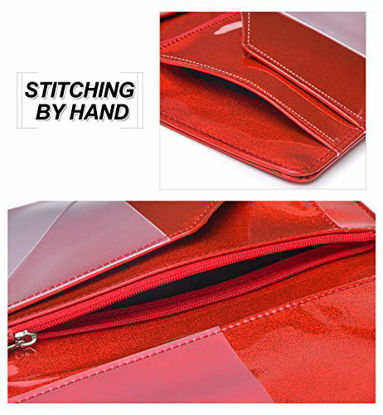 Picture of Server Books for Waitress - Glitter Leather Waiter Book Server Wallet with Zipper Pocket, Cute Waitress Book&Waitstaff Organizer with Money Pocket Fit Server Apron (Glitter red)