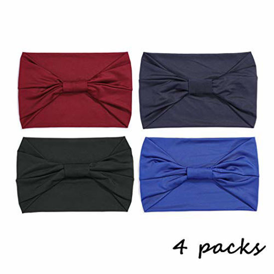 Woeoe African Headbands Knotted Hairbands Black Yoga Sport Head Wraps Wide  Elastic Head Scarf for Women and Girls (Pack of 4)