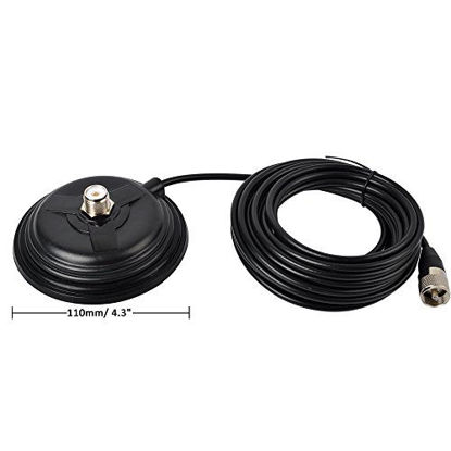 Picture of HYS TC-110M CB/VHF/UHF/HF Ham Radio Antenna Magnet Mount SO-239 Connection Style W/5M(16.4ft) RG58 Coaxial Cable PL-259 Plug