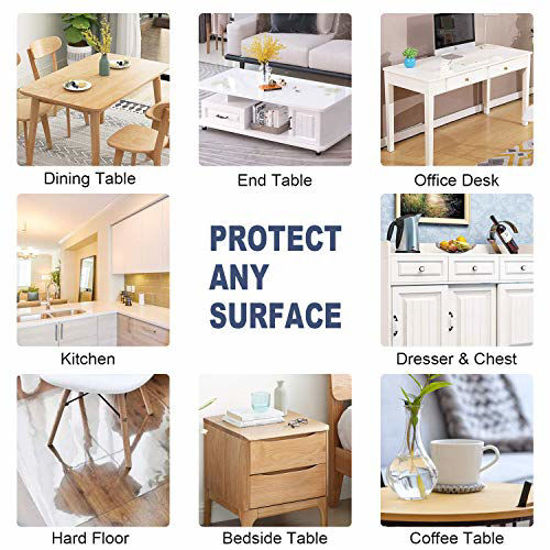 Picture of OstepDecor Custom 60 x 42 Inch Clear Table Cover Protector, 1.5mm Thick Table Protector for Dining Room Table, Clear Plastic Tablecloth Protector, Clear Table Cloth Table Pad for Kitchen Wood Grain