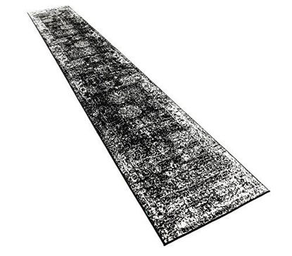 Picture of Unique Loom Sofia Collection Traditional Vintage Runner Rug, 2' x 13', Black/Ivory