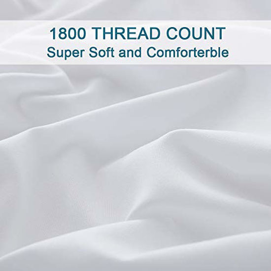 Picture of Bed Sheets Set Microfiber 1800 Thread Count Percale Super Soft and Comforterble 16 Inch Deep Pockets Wrinkle Fade and Hypoallergenic - 4 Piece - 4 Piece (California King, White)