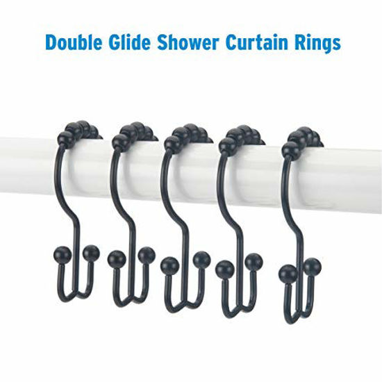 Titanker Shower Curtain Hooks Rings, Rust-Resistant Metal Double Glide  Shower of