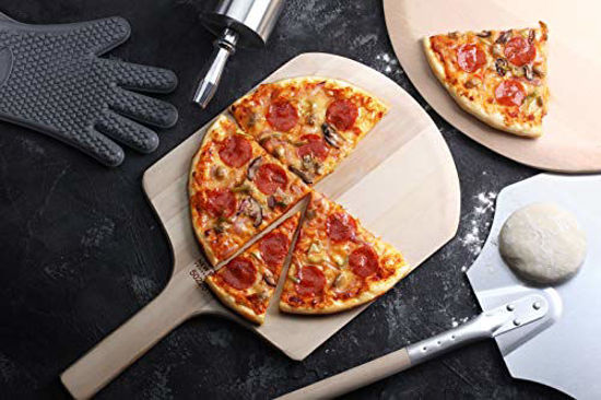 Picture of New Star Foodservice 1029987 Restaurant-Grade Wooden Pizza Peel, 20" L x 20" W Plate, with 22" L Wooden Handle, 42" Overall Length