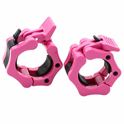 Picture of Greententljs Barbell Clamps 2 Inch Olympic Quick Release Locking 2" Barbell Bar Clips - Weight Plate Clamp for Weightlifting Strength Training Fitness Gym Equipment (1 Pair Set, Pink)