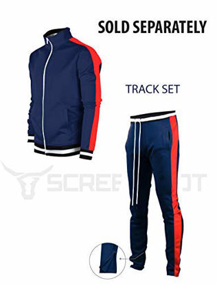 Picture of SCREENSHOTBRAND-S41700 Mens Hip Hop Premium Slim Fit Track Pants - Athletic Jogger Bottom with Side Taping-NV/RD-XLarge