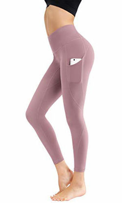 Picture of Lingswallow High Waist Yoga Pants - Yoga Pants with Pockets Tummy Control, 4 Ways Stretch Workout Running Yoga Leggings (Lilac Pink, X-Large)