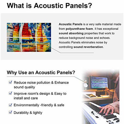 Picture of BUBOS Art Acoustic Panels,48"X72"Ultra Density Sound Proof Padding for Echo Bass Isolation, Beveled Edge Acoustic Absorption Panel,Ideal for Home & Studio Acoustic Treatment (Racing Sail)