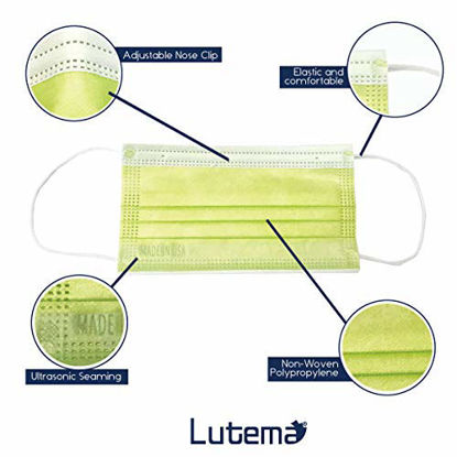 Picture of 3-Ply Breathable Disposable Face Mask (Kiwi Green) - Made in USA - Comfortable Elastic Ear Loop | Non-Woven Polypropylene | Block Dust & Air Pollution | For Business and Personal Care (50pcs)