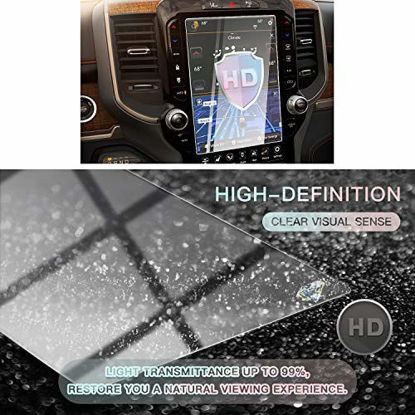 Picture of CDEFG Car Screen Protector Center Control Navigation Touch Screen Protector for 2019 2020 2021 Dodge RAM 1500 2500 3500 Uconnect, Tempered Glass HD Scratch Resistance (for 2019 Dodge RAM 12 inch)