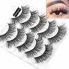 Picture of outopen 3D Mink False Eyelashes Full Strips Thick Cross Long Lashes Wispy Fluffy Eye Makeup Tools 5 Pairs (Q1)