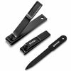 Picture of Nail Clippers Set, Sharp Black Stainless Steel Fingernail & Toenail Cutter with Nail File & Nice Travel Case by QOOQI