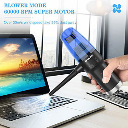 Picture of Cordless Air Duster & Vacuum 2-in-1 Replaces Canned Air Spray Blower, High Power Air Duster Compressed Air for Computer Keyboard Electronics, Portable Mini Handheld Car Vehicle Vacuum Cleaner