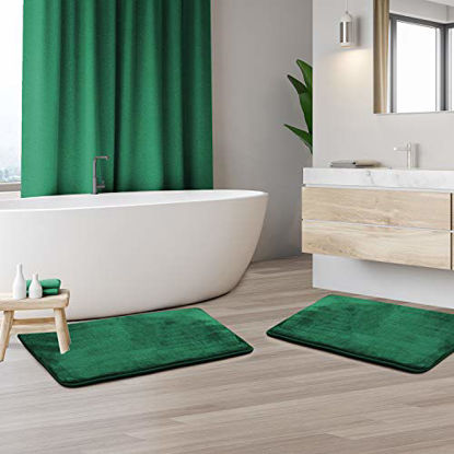 Picture of Clara Clark Memory Foam Bath Mat Ultra Soft Non Slip and Absorbent Bathroom Rug, Set of 2 Small - Hunter Green