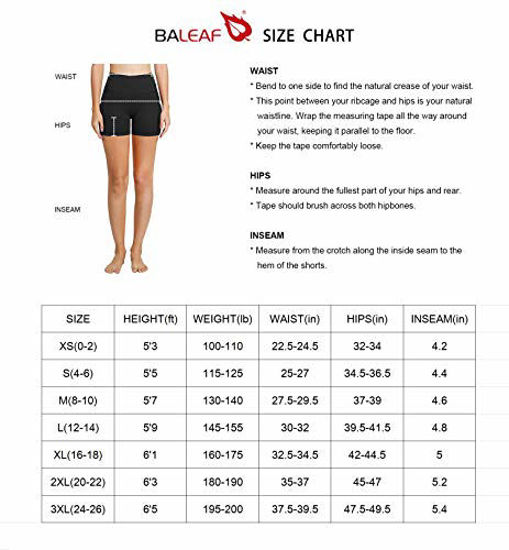 BALEAF Women's 5 High Waist Workout Yoga Running Compression Exercise  Volleyball Shorts Side Pockets Black XL