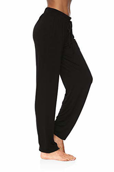 Picture of DIBAOLONG Womens Yoga Pants Wide Leg Comfy Drawstring Loose Straight Lounge Running Workout Legging Black