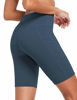 Picture of BALEAF Women's 8" Buttery Soft Biker Yoga Shorts High Waisted Workout Compression Pocketed Shorts Blue Size M