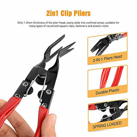 Picture of GOOACC 3 Pcs Clip Pliers Set & Fastener Remover - Auto Upholstery Combo Repair Kit with Storage Bag for Car Door Panel Dashboard