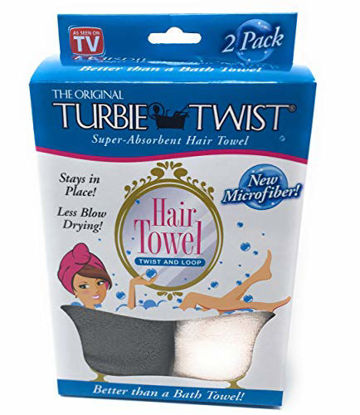 Picture of Turbie Twist Super Absorbent Microfiber Hair Towel - Hands Free Hair Drying Towel - 2 Pack (Grey, Light Pink)