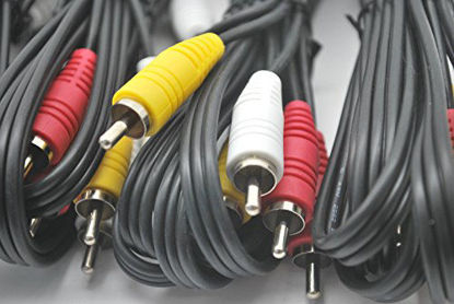 Picture of LOT OF 10 NEW 6 Ft RCA AUDIO/VIDEO COMPOSITE CABLES DVD/VCR/SAT YELLOW RED & WHITE CONNECTORS