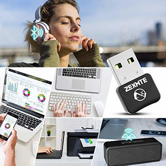 Bluetooth Adapter for PC, USB Mini Bluetooth 5.0 Dongle for Computer  Desktop Wireless Transfer for Laptop Bluetooth Headphones Headset Speakers  Keyboard Mouse Printer Windows 10/8.1/8/7 