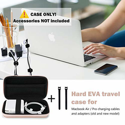 Picture of ProCase Hard Storage Carrying Case for MacBook Air/Pro Power Adapter, Portable Protective EVA Shockproof Case with 2 Cable Ties for MacBook Air/Pro Charger Cable, USB C Hub -Rosegold