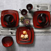 Picture of Gibson Soho Lounge 16-Piece Square Reactive Glaze Dinnerware Set, Red