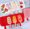 Picture of Ouddy Popsicle Molds with Lid Set of 2, Silicone Ice Pop Molds 4 Cavities Cake Pop Mold Ice Cream Mold Oval with 50 Wooden Sticks & 50 Parcel Bags & 50 Sealing Lines for DIY Ice Cream - Red