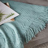 Picture of Bourina Textured Solid Soft Sofa Throw Couch Cover Knitted Decorative Blanket,Aqua 50"x60"