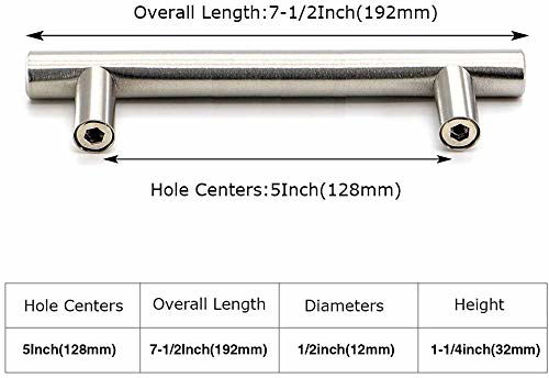 Picture of homdiy Brushed Nickel Cabinet Pulls 40 Pack Cabinet Handles Cabinet Pulls 5in(128mm) Hole Center Stainless Steel Drawer Pulls Kitchen Modern Euro Style Dresser Drawers