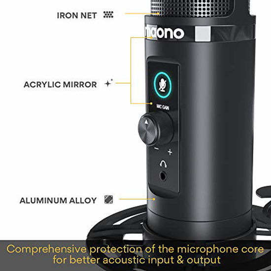 MAONO AU-PM422 Podcast Microphone with Zero Latency Monitoring,  192KHZ/24BIT Professional Cardioid Condenser Mic with Touch Mute Button and  Mic Gain Knob for Recording, Podcasting, Gaming - Cambium Retail