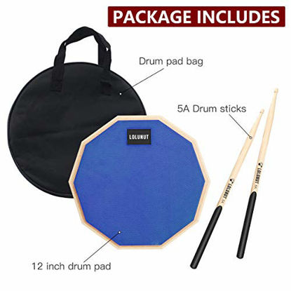 Picture of LOLUNUT 8 Inch Silent Drum Pad, Dumb Drum Beginner Rubber Practice Pad, with 5A Drum Sticks (8 Inch-Black)