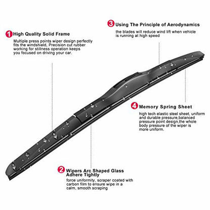 Picture of ABLEWIPE Windshield Hybird Wiper 24" + 17" Front Window Wiper Blades Model 18O13B(Set of 2)