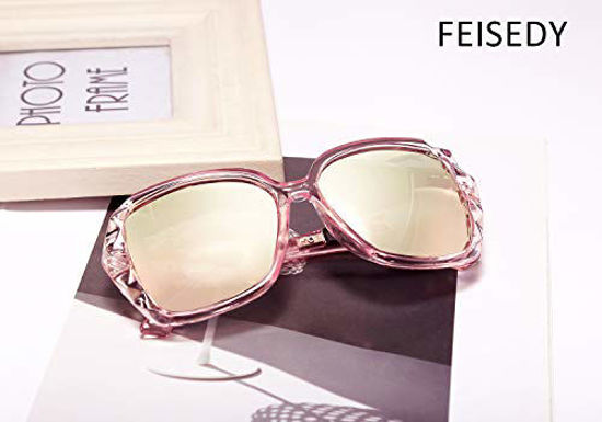 Picture of FEISEDY Classic Polarized Women Sunglasses Sparkling Composite Frame B2289 (Clear Pink, 56)