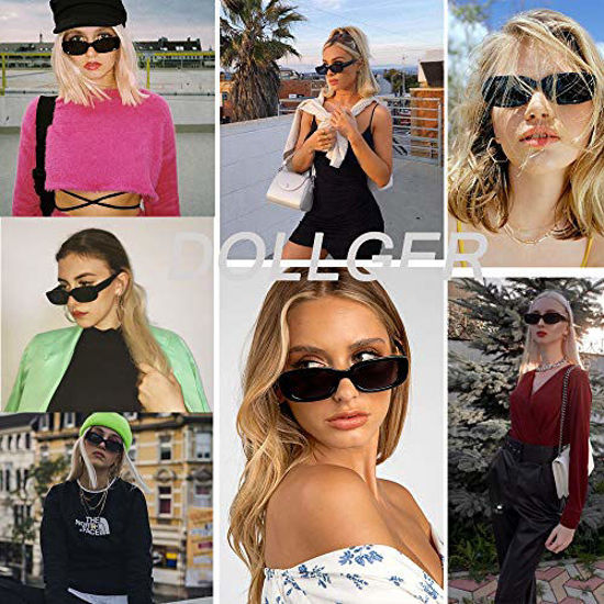 0572716 retro rectangle sunglasses for women trendy 90s sunglasses chucky square frame eyewear 2 pcs black 550