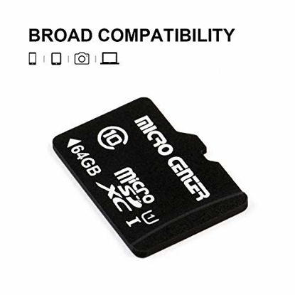 Picture of Micro Center 64GB Class 10 Micro SDXC Flash Memory Card with Adapter for Mobile Device Memory Cell Phone Tablet Drone(5 Pack)