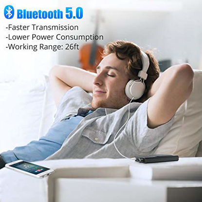 Picture of Neoteck Portable 3.5mm Headphone Amplifier with Bluetooth 5.0 Receiver, Two-Stage Gain Switch, HiFi Headset Amplifier, Aluminum Matte Surface [Newest]