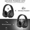 Picture of Wireless Bluetooth Headphones Over-Ear with Deep Bass, Foldable Wireless and Wired Stereo Headset Buit in Mic for Cell Phone, PC,TV, PC,Light Weight for Prolonged Wearing (Black)