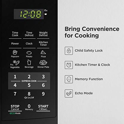Picture of COMFEE' EM720CPL-PMB Countertop Microwave Oven with Sound On/Off, ECO Mode and Easy One-Touch Buttons, 0.7cu.ft, 700W, Black