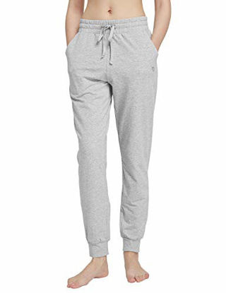 Picture of BALEAF Women's Cotton Sweatpants Leisure Joggers Pants Tapered Active Yoga Lounge Casual Travel Pants with Pockets Light Gray Size M