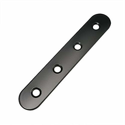 Picture of Alamic Straight Brace Stainless Steel Black Straight Flat Brace 17 x 100 mm Straight Corner Braces Straight Brackets with Screws - 12 Pack