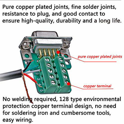 Picture of Anmbest 2PCS DB9 Solderless RS232 D-SUB Serial to 9-pin Port Terminal Male Adapter Connector Breakout Board with Case Long Bolts Tail Pipe (2PCS Female)