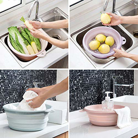 Picture of Jkhome Collapsible Wash Basin Folding Dishpan Dish Bowl Washing Tub Set of 1 (Purple - Large)