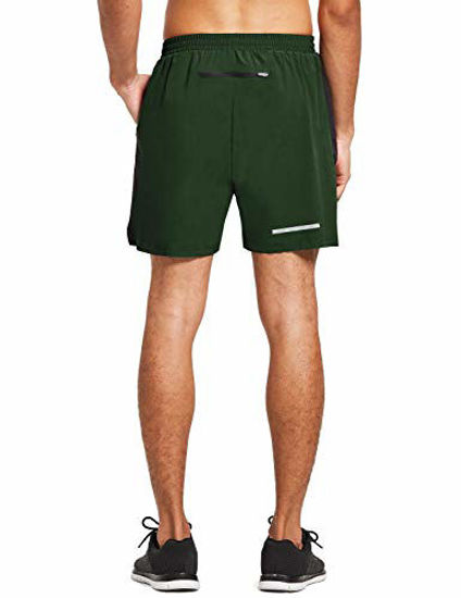 GetUSCart- BALEAF Men's 5 Inches Running Athletic Shorts Zipper Pocket Gray  Size XL