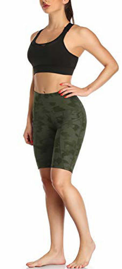 GetUSCart- Oalka Women's Short Yoga Side Pockets High Waist Workout Running  Shorts Camo Army Green Splinter X-Small