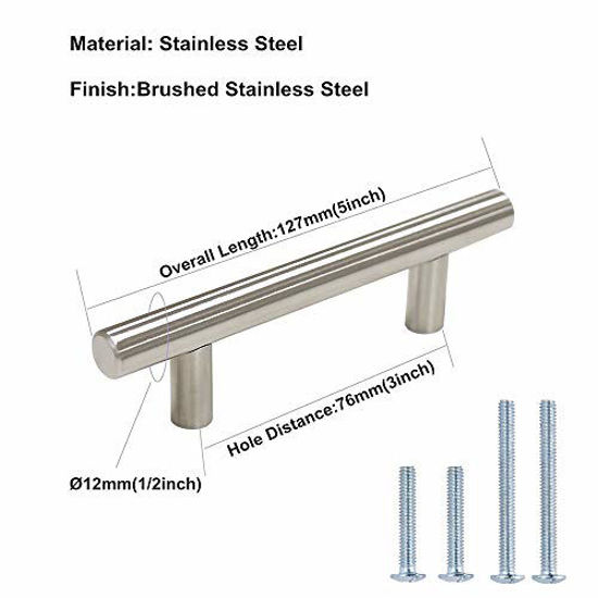 30 Pack 5 inch Cabinet Pulls Brushed Nickel Cabinet Hardware Drawer Pulls  Modern Stainless Steel Kitchen Cabinet Handles, 3 inch Hole Center.